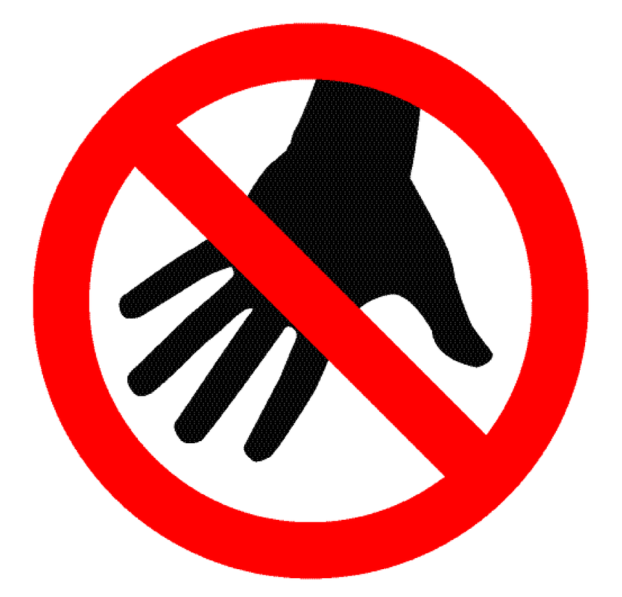 Нельзя постоять. Знак не трогать. Перечеркнутая рука. Значок перечеркнутая рука. Трогать запрещено.
